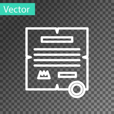Beyaz çizgi KHK, kağıt, parşömen, parşömen simgesi şeffaf arkaplanda izole edilmiş. Vektör İllüstrasyonu