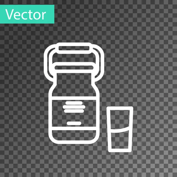 Ligne blanche Peut récipient pour le lait et icône en verre isolé sur fond transparent. Illustration vectorielle — Image vectorielle