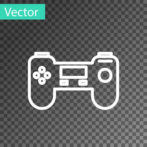 Ícone Gamepad linha branca isolado em fundo transparente. Controlador de jogo. Ilustração vetorial — Vetor de Stock