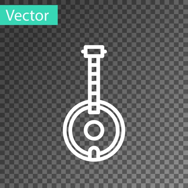 Weiße Linie Banjo-Symbol isoliert auf transparentem Hintergrund. Musikinstrument. Vektorillustration — Stockvektor