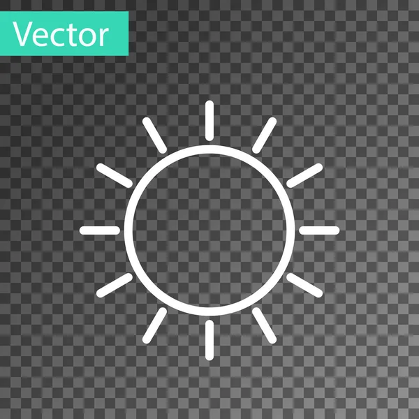 Weiße Linie Sonne Symbol isoliert auf transparentem Hintergrund. Vektorillustration — Stockvektor