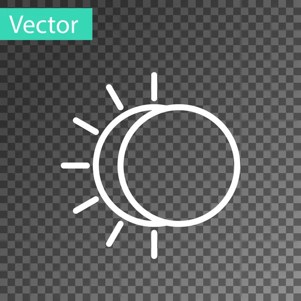 Fehér vonal Napfogyatkozás ikon elszigetelt átlátszó háttérrel. Teljes szonár napfogyatkozás. Vektorillusztráció — Stock Vector
