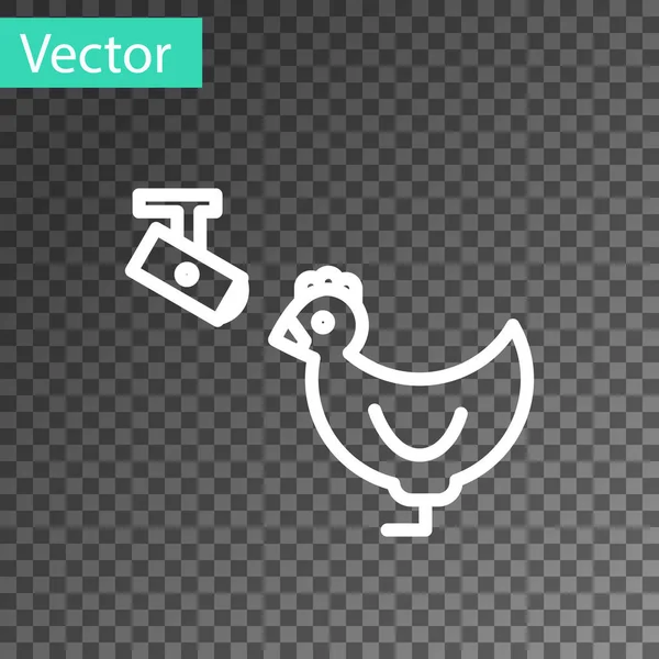 White Line Hühnerfarm und drahtlose Steuerung cctv Überwachungskamera Symbol isoliert auf transparentem Hintergrund. Vektorillustration — Stockvektor