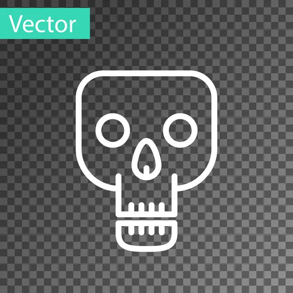 Línea blanca Icono del cráneo aislado sobre fondo transparente. Feliz fiesta de Halloween. Ilustración vectorial — Vector de stock