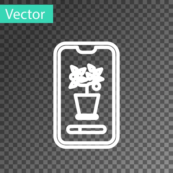 White Line Smart Control Farming System mobile Anwendung Symbol isoliert auf transparentem Hintergrund. Vektorillustration — Stockvektor