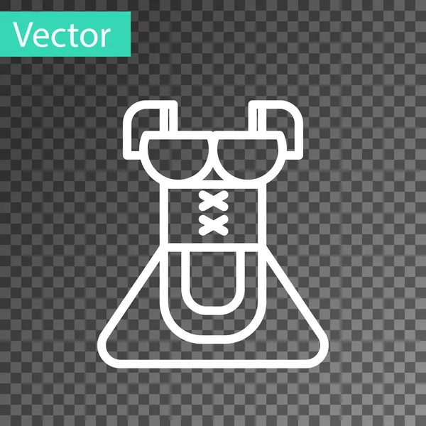 Белая линия традиционный Октоберфест народный костюм для женщин называется dirndl икона изолированы на прозрачном фоне. Традиционная баварская одежда. Векторная миграция — стоковый вектор