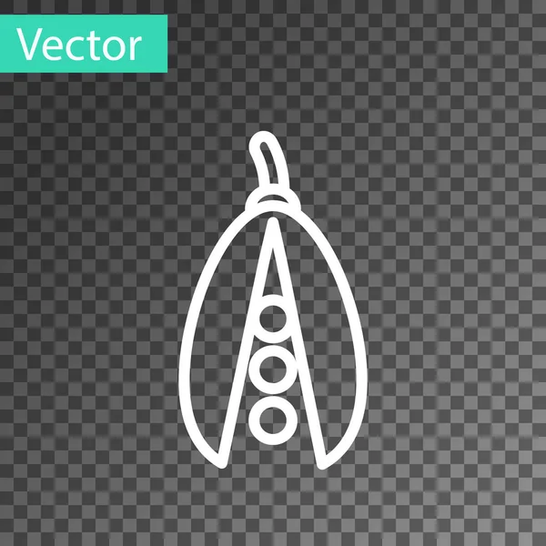 Linha branca Ícone de feijão de rim isolado em fundo transparente. Ilustração vetorial — Vetor de Stock