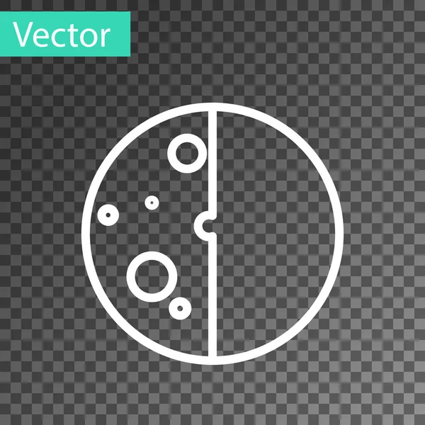 Línea blanca Eclipse del icono del sol aislado sobre fondo transparente. Eclipse total de sonar. Ilustración vectorial — Vector de stock