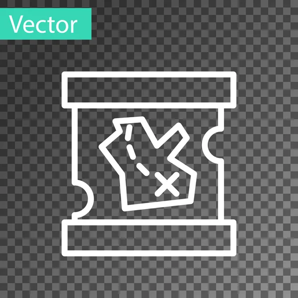 Белая линия Пиратская карта сокровищ значок изолирован на прозрачном фоне. Векторная миграция — стоковый вектор