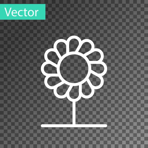 Ligne blanche icône fleur isolé sur fond transparent. Illustration vectorielle — Image vectorielle