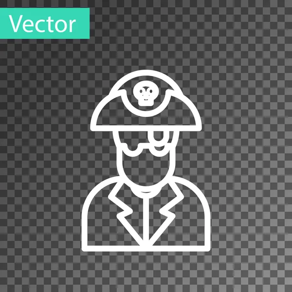 Línea blanca Icono de capitán pirata aislado sobre fondo transparente. Ilustración vectorial — Archivo Imágenes Vectoriales