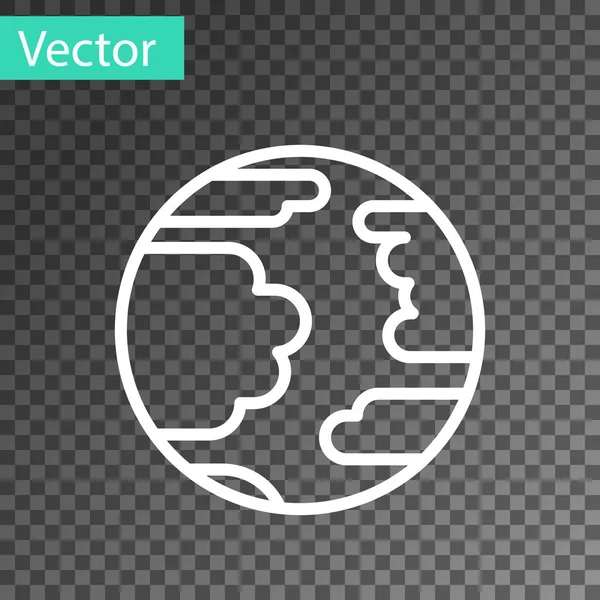 Weiße Linie Planet Quecksilber-Symbol isoliert auf transparentem Hintergrund. Vektorillustration — Stockvektor