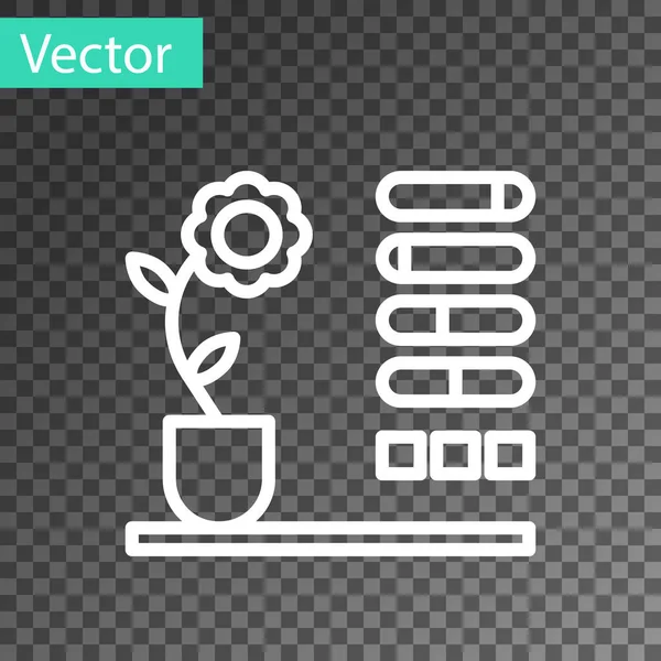 Weiße Linie Blume Statussymbol isoliert auf transparentem Hintergrund. Vektorillustration — Stockvektor