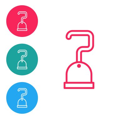 Kırmızı çizgi korsan kancası simgesi beyaz arkaplanda izole edildi. Simgeleri daire düğmelerine ayır. Vektör İllüstrasyonu