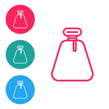 Kırmızı çizgi korsan çuvalı simgesi beyaz arkaplanda izole edildi. Simgeleri daire düğmelerine ayır. Vektör İllüstrasyonu