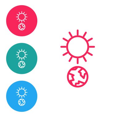 Kırmızı çizgi Gündönümü simgesi beyaz arkaplanda izole edildi. Simgeleri daire düğmelerine ayır. Vektör İllüstrasyonu