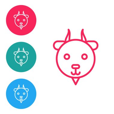Kırmızı çizgi Aries burç simgesi beyaz arka planda izole edildi. Astrolojik yıldız falı koleksiyonu. Simgeleri daire düğmelerine ayır. Vektör İllüstrasyonu