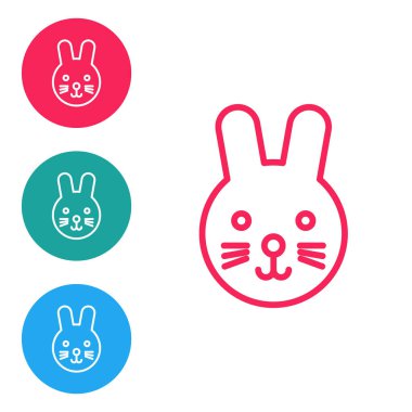 Kırmızı çizgi Tavşan burç simgesi beyaz arkaplanda izole edildi. Astrolojik yıldız falı koleksiyonu. Simgeleri daire düğmelerine ayır. Vektör İllüstrasyonu