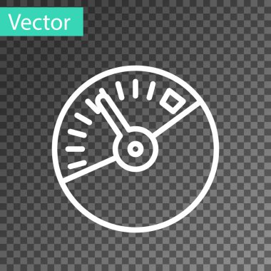 Beyaz çizgi hız göstergesi simgesi şeffaf arkaplanda izole edildi. Vektör İllüstrasyonu