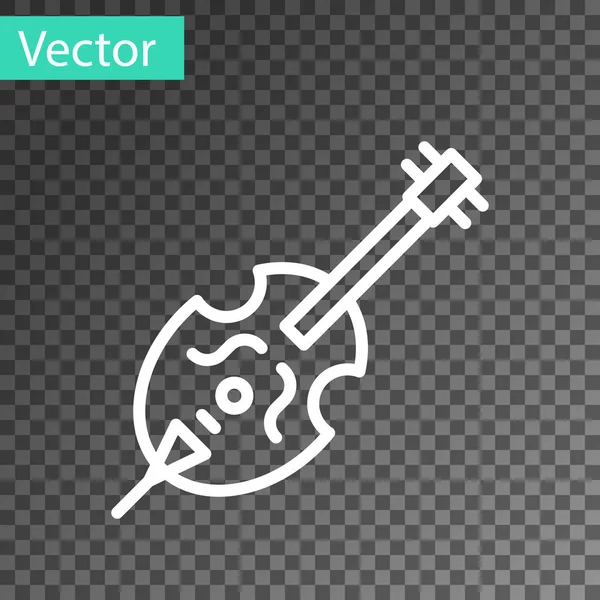 Linha branca Ícone de violino isolado em fundo transparente. Instrumento musical. Ilustração vetorial — Vetor de Stock