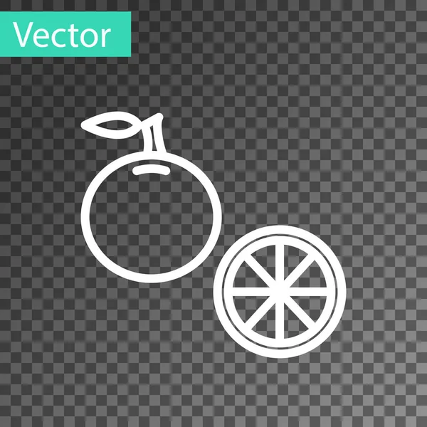 Línea blanca Icono de fruta naranja aislado sobre fondo transparente. Ilustración vectorial — Vector de stock