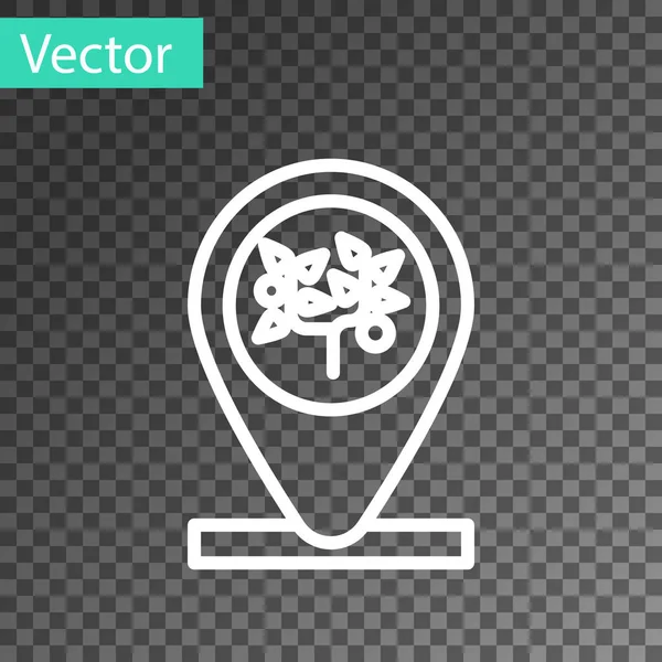 Standort der weißen Linie und Baumsymbol isoliert auf transparentem Hintergrund. Vektorillustration — Stockvektor
