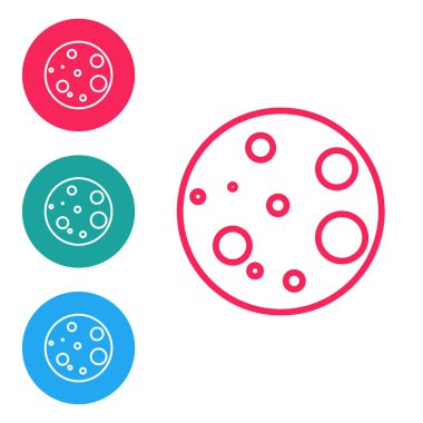 Kırmızı çizgi Ay simgesi beyaz arkaplanda izole edildi. Simgeleri daire düğmelerine ayır. Vektör İllüstrasyonu