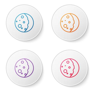 Güneş tutulmasının renk çizgisi beyaz arkaplanda izole edilmiş. Tam sonar tutulması. Simgeleri daire düğmelerine ayır. Vektör İllüstrasyonu