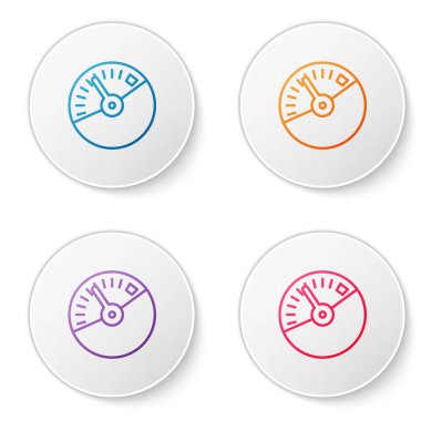 Beyaz arkaplanda renk çizgisi hız göstergesi simgesi izole edildi. Simgeleri daire düğmelerine ayır. Vektör İllüstrasyonu
