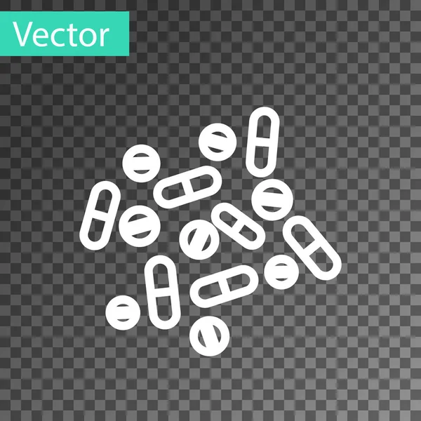 White Line Medikamentenpille oder Tablettensymbol isoliert auf transparentem Hintergrund. Kapselpille und Medikamentenzeichen. Apothekendesign. Vektorillustration — Stockvektor