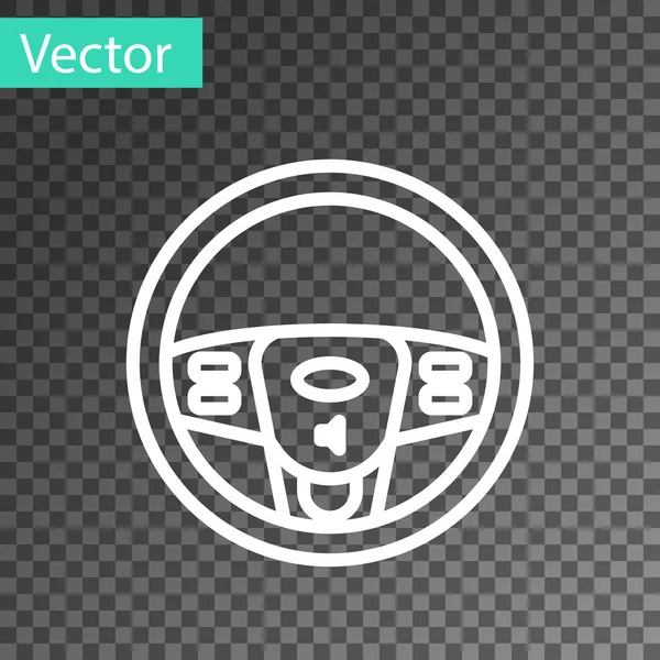 Línea blanca Icono del volante aislado sobre fondo transparente. Icono de rueda de coche. Ilustración vectorial — Vector de stock