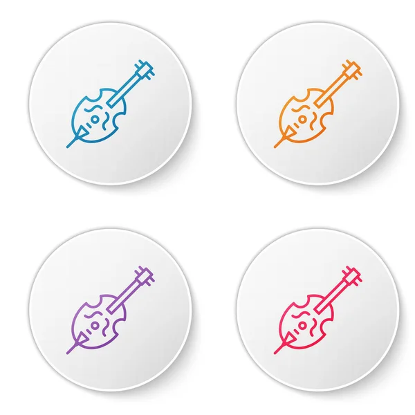Farblinie Geige Symbol isoliert auf weißem Hintergrund. Musikinstrument. setzen Sie Symbole in Kreis-Buttons. Vektorillustration — Stockvektor