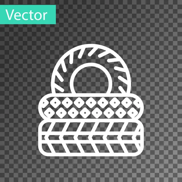 Weiße Linie Autoreifen Symbol isoliert auf transparentem Hintergrund. Vektorillustration — Stockvektor
