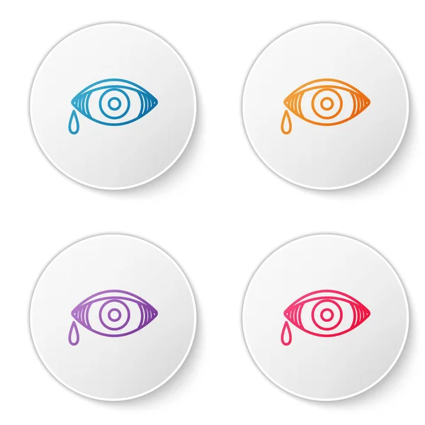 Farblinie rötliches Auge aufgrund viraler, bakterieller oder allergischer Konjunktivitis Symbol auf weißem Hintergrund isoliert. setzen Sie Symbole in Kreis-Buttons. Vektorillustration — Stockvektor