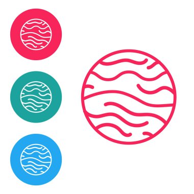 Kırmızı çizgi Venüs ikonu beyaz arka planda izole edildi. Simgeleri daire düğmelerine ayır. Vektör İllüstrasyonu