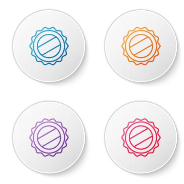 Renkli şişe kapağı simgesi beyaz arkaplanda izole edildi. Simgeleri daire düğmelerine ayır. Vektör İllüstrasyonu