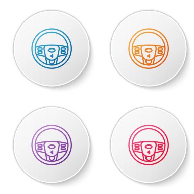 Renkli direksiyon simgesi beyaz arkaplanda izole edildi. Araba tekeri ikonu. Simgeleri daire düğmelerine ayır. Vektör İllüstrasyonu