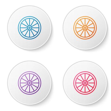 Renkli araba tekerleği simgesi beyaz arkaplanda izole edildi. Simgeleri daire düğmelerine ayır. Vektör İllüstrasyonu