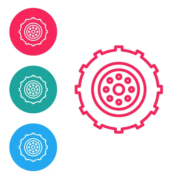 Rote Linie Autoradsymbol isoliert auf weißem Hintergrund. setzen Sie Symbole in Kreis-Buttons. Vektorillustration — Stockvektor