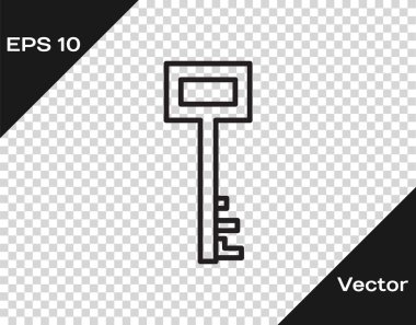 Siyah çizgi Korsan anahtar simgesi şeffaf arkaplanda izole edildi. Vektör İllüstrasyonu