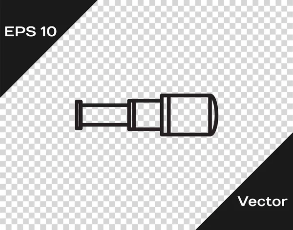 Ligne noire Icône du télescope Spyglass isolé sur fond transparent. Spyglass marin. Illustration vectorielle — Image vectorielle