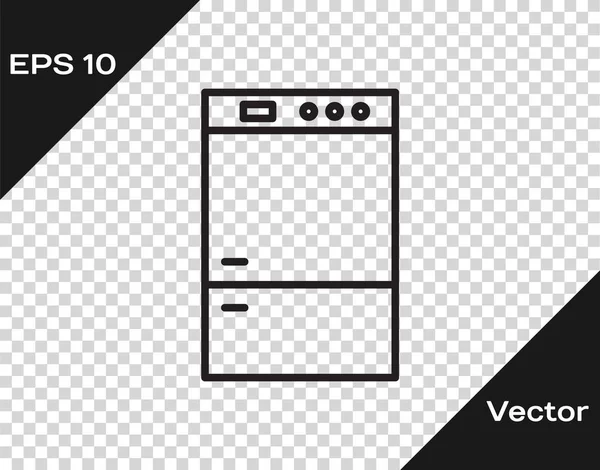 Zwarte lijn Koelkast pictogram geïsoleerd op transparante achtergrond. Koelkast met vriesvak. Huishoudelijke technologie en apparaten. Vector Illustratie — Stockvector