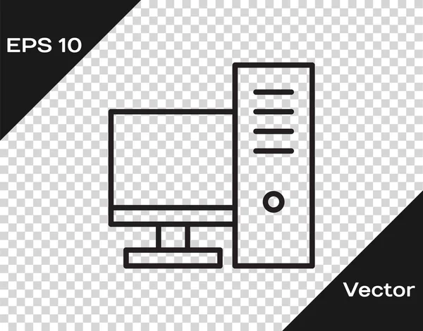 Black line Computer monitor icon isolated on transparent background. PC component sign. Vector Illustration