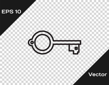 Siyah çizgi Oyun simgesi için Eskiler anahtarı şeffaf arkaplanda izole edildi. Vektör İllüstrasyonu