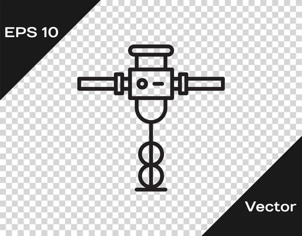 Черная линия Строительство отбойный молоток значок изолирован на прозрачном фоне. Векторная миграция — стоковый вектор