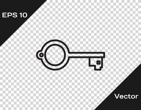 Black line Ancient key for game icon isolated on transparent background. Vector Illustration