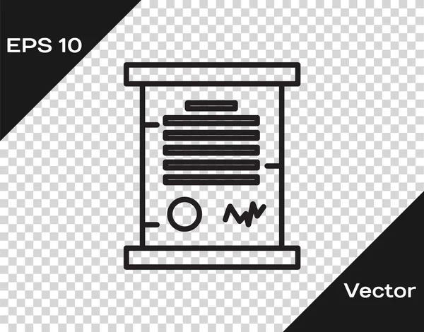 Linha preta Decreto, papel, pergaminho, ícone de ícone de rolagem isolado em fundo transparente. Ilustração vetorial — Vetor de Stock