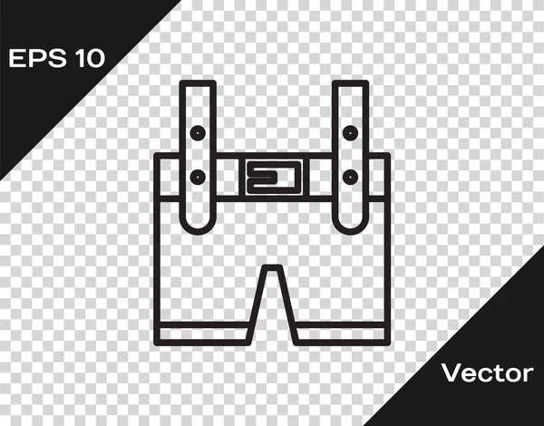 Schwarze Linie Lederhosen Symbol isoliert auf transparentem Hintergrund. Tracht aus Bayern. Oktoberfest-Outfit. Hose mit Hosenträgern. Patrick Day. Vektorillustration — Stockvektor