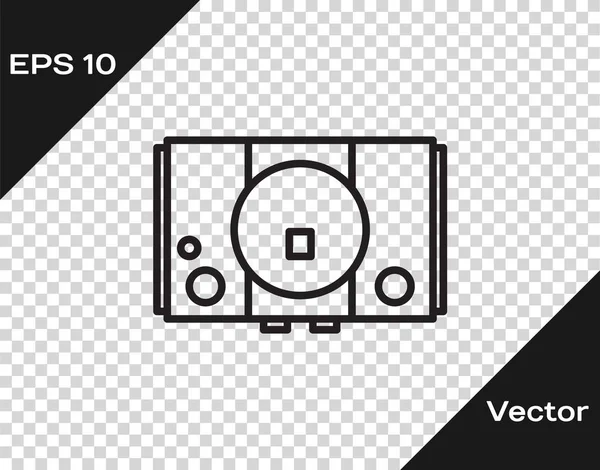 Schwarze Linie Videospielkonsole Symbol isoliert auf transparentem Hintergrund. Vektorillustration — Stockvektor