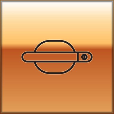 Siyah çizgi araba kapı kolu ikonu altın arka planda izole edildi. Vektör İllüstrasyonu